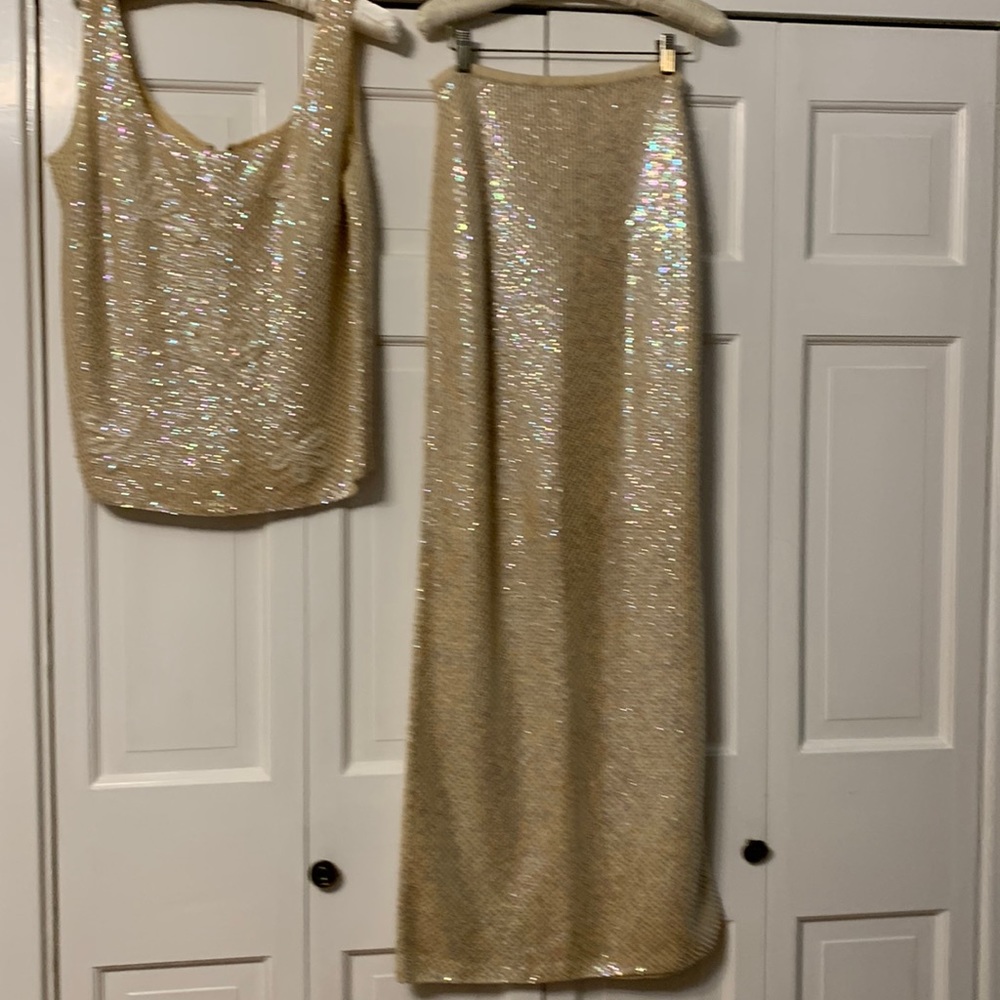Vintage luminescent sequined two piece dress